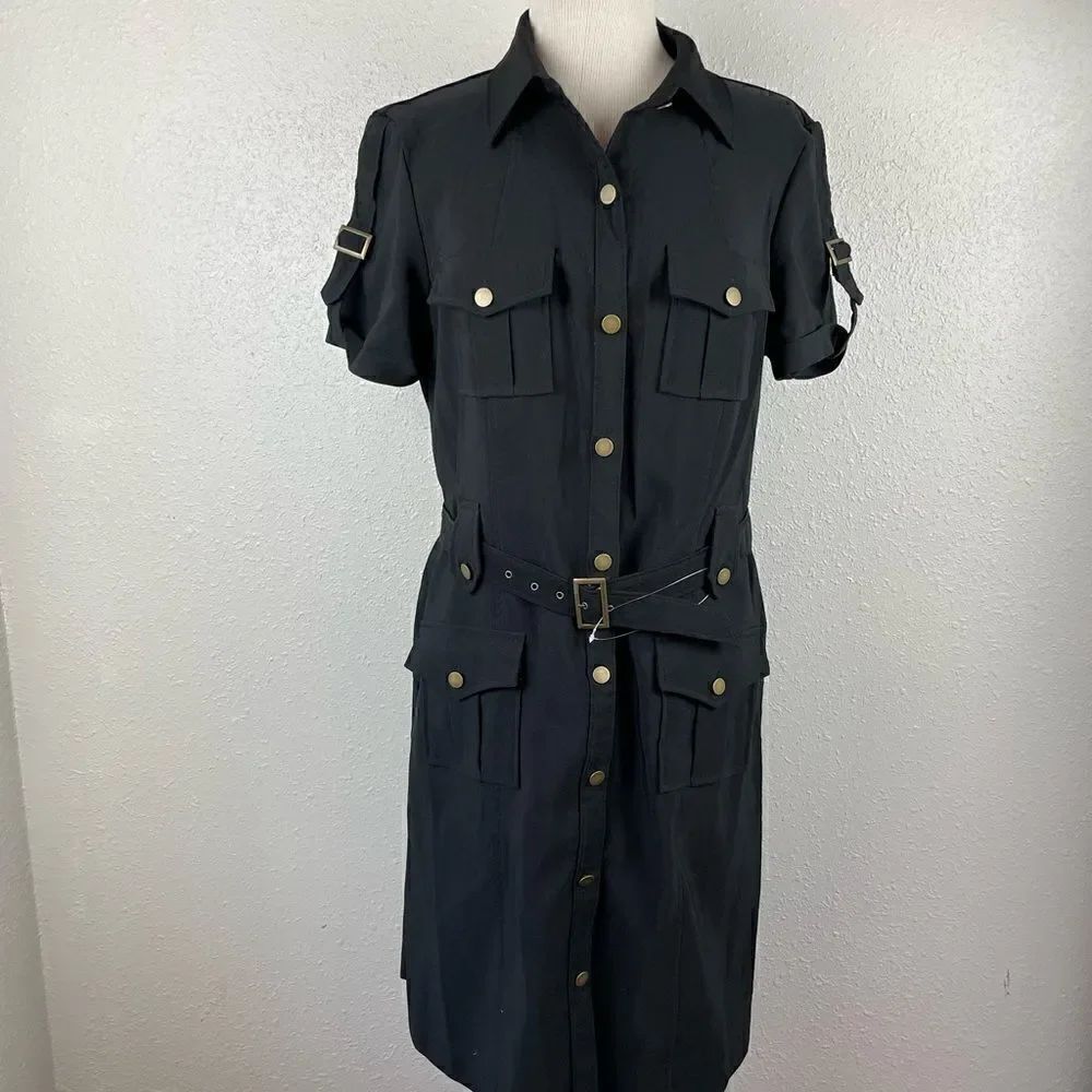 NWOT Connected Apparel Button Down Belted Dress Size 12